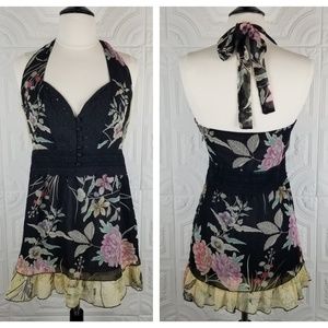 1060 Sherman Black Chiffon Pin-up Halter Top